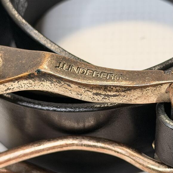 J.Lindeberg Belt Mens 34 Leather Made in Italy Sculptural Buckle 56L 9936 986 - Picture 2 of 8